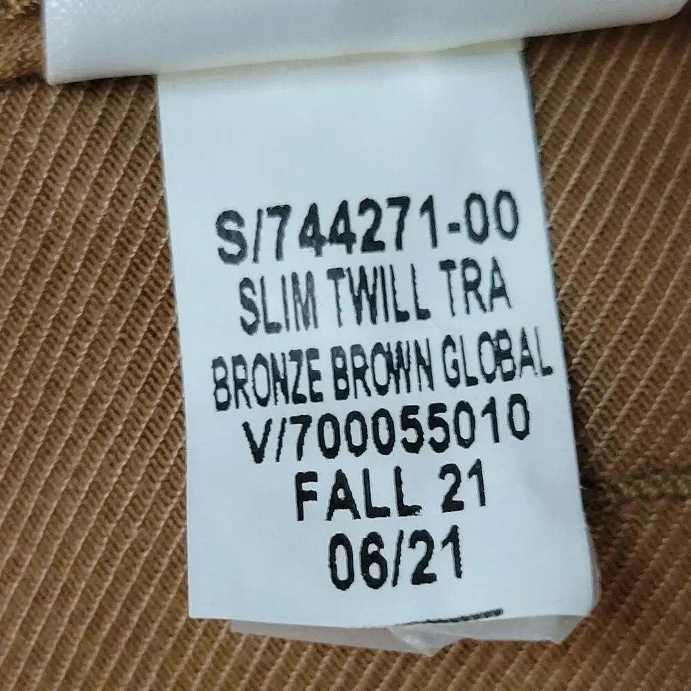Banana Republic Slim Traveler Pant Twill Global Mens 40 Bronze Brown 34